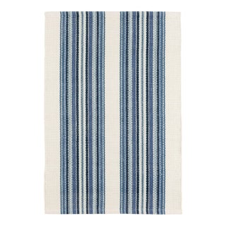 Dash & Albert by Annie Selke Road Runner Blue Indoor/Outdoor Rug, 7' 6" x 9' 6" For Sale