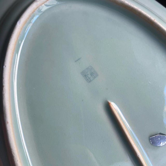 Vintage Mid 20th Century Celadon Koi Fish Oval Platter For Sale - Image 4 of 5