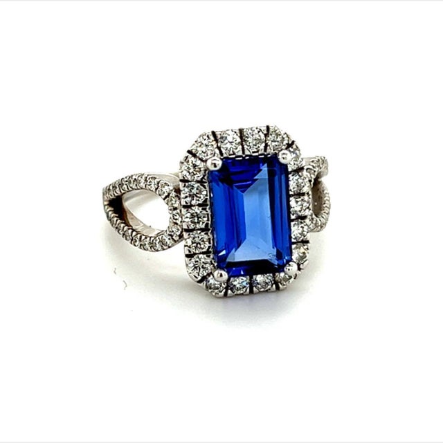 Natural Tanzanite Diamond Ring 14k Gold 5.08 TCW 5.52g Certified For Sale In New York - Image 6 of 11