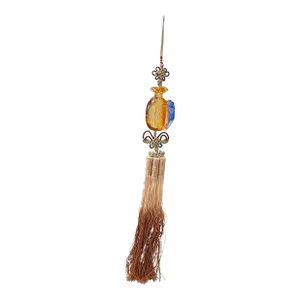 Liuli Crystal Glass Fengshui Fortune Orange Pixiu Decor Tassel