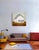 Textile Frontier by Justin Wheatley | Acrylic on Canvas White Barn on Ochre Ground For Sale - Image 7 of 9