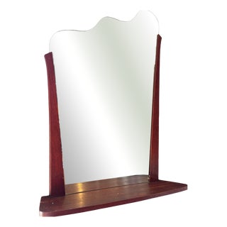 Vintage Danish Irregular Shaped Mirror with Shelf, 1960s For Sale