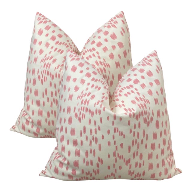 Petal Pink Abstract Animal Print Two-Sided 22" Down Pillows - A Pair For Sale