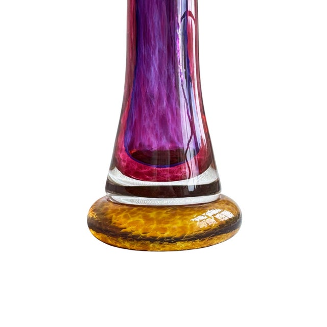 Late 20th Century Post Modern Signed Hand Blown Purple Art Glass Vase For Sale - Image 10 of 15