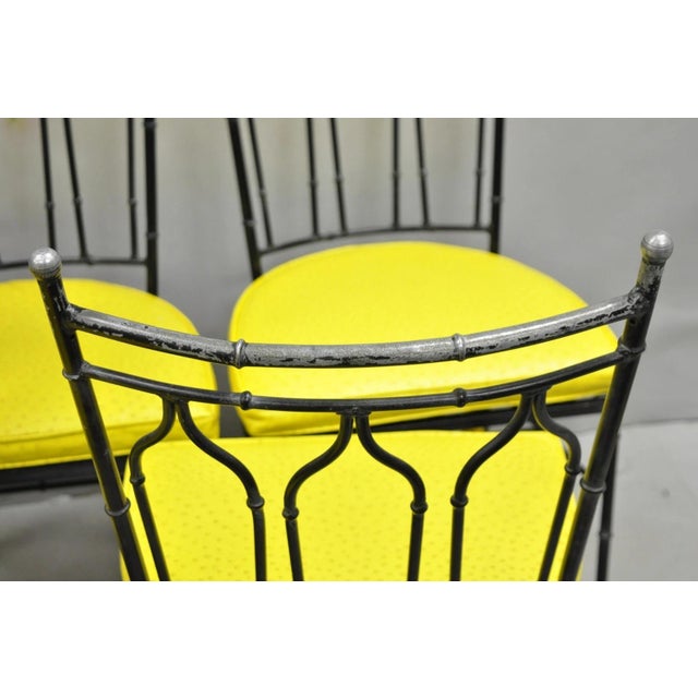 Vintage Salterini Hollywood Regency Wrought Iron Faux Bamboo Dining Chair, Set 8 For Sale - Image 12 of 18