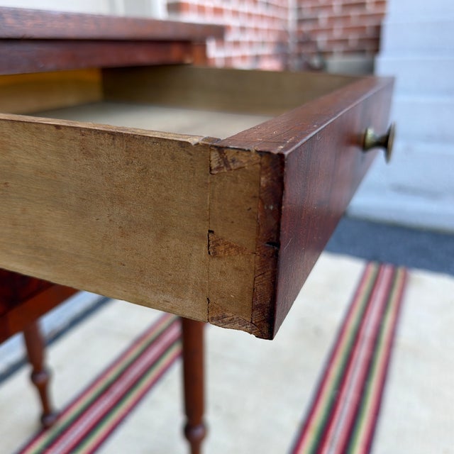 A Antique Walnut and Mahogany Sheraton 2 Drawer Side Table, Circa 1830’s For Sale - Image 6 of 12