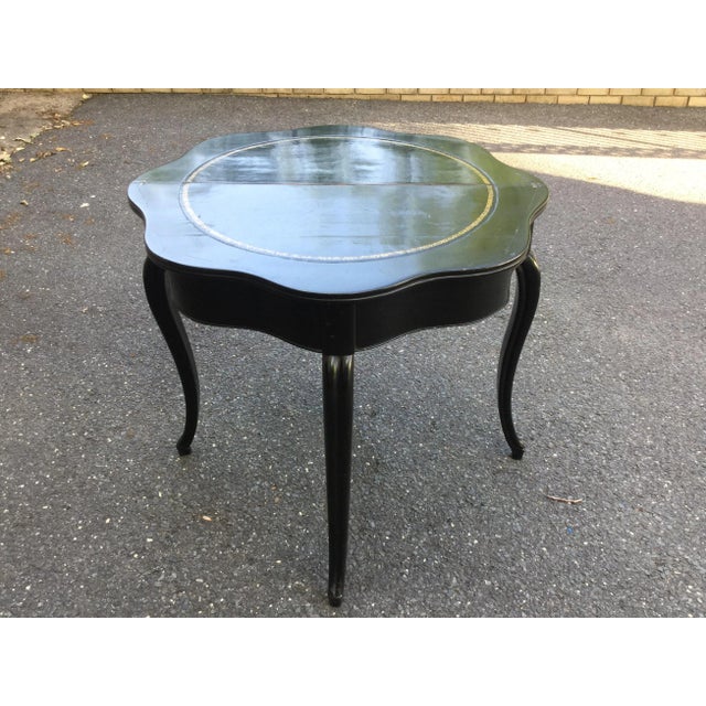 French 19th C. Napoleon III Black Lacquered Table W/Leather Top For Sale - Image 3 of 11
