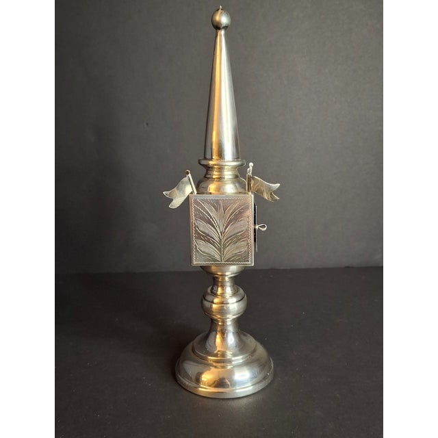Metal Antique German 800 Silver Besamim Spice Tower Tower Havdalah Judaica 8" 89g For Sale - Image 7 of 18