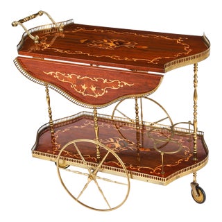 Vintage Italian Sorento Marquetry Drinks Trolley, 1960 For Sale
