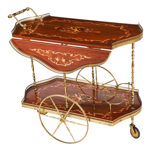 Vintage Italian Sorento Marquetry Drinks Trolley, 1960 For Sale