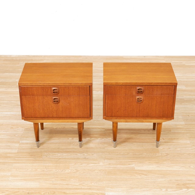 1960s Pair of Danish Modern Teak Nightstands For Sale - Image 4 of 11