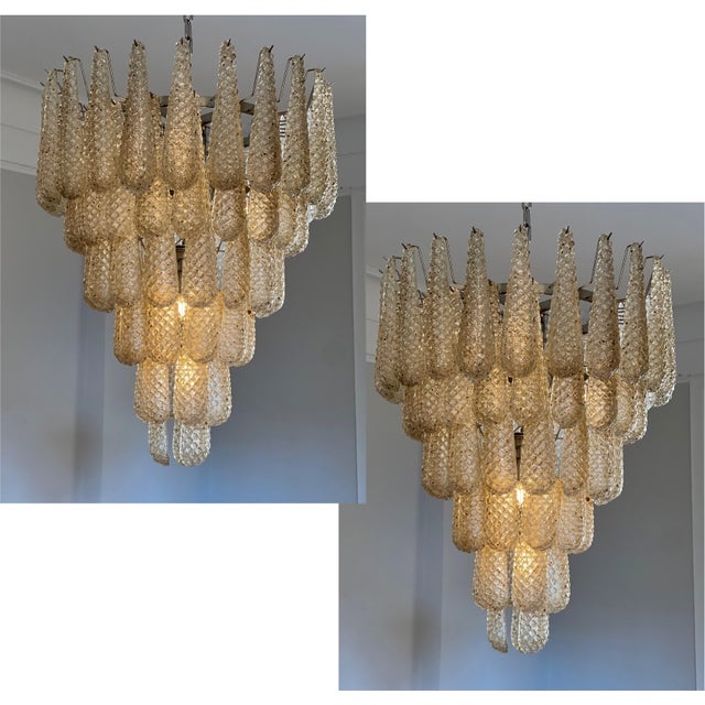 Murano Chandeliers in Amber Color in the style of Venini, Set of 2 For Sale - Image 15 of 15
