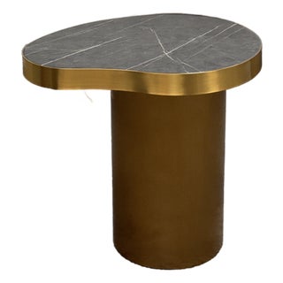 Michael Oren Design Marquina Marble Kidney Side Table For Sale