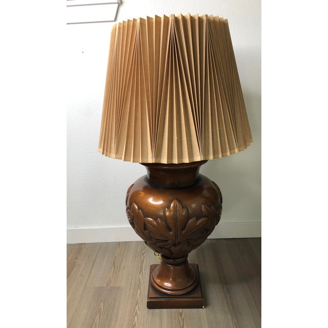 Ceramic Vintage Mid-Century Tall Large Brown Ceramic Lamp For Sale - Image 7 of 7