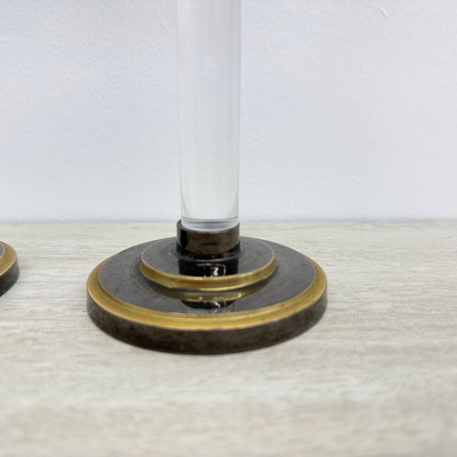 Gold Acrylic Glass Candleholders from Caravell, 1970s, Set of 2 For Sale - Image 8 of 15