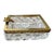 A sophisticated French crystal ashtray or catchall in the style of Baccarat, featuring a striking rectangular form crafted...