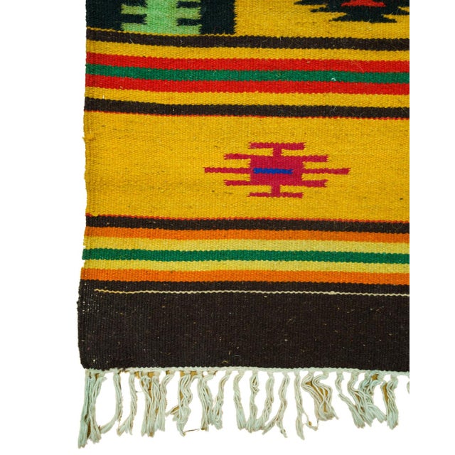 Vintage Mexican Serape / Saltillo-Style Handwoven Wool Flatweave Rug, 1970s For Sale - Image 11 of 12