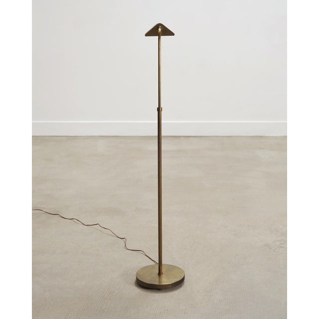 Mid-Century Patinated Brass Adjustable Pharmacy Floor Lamp For Sale - Image 16 of 16