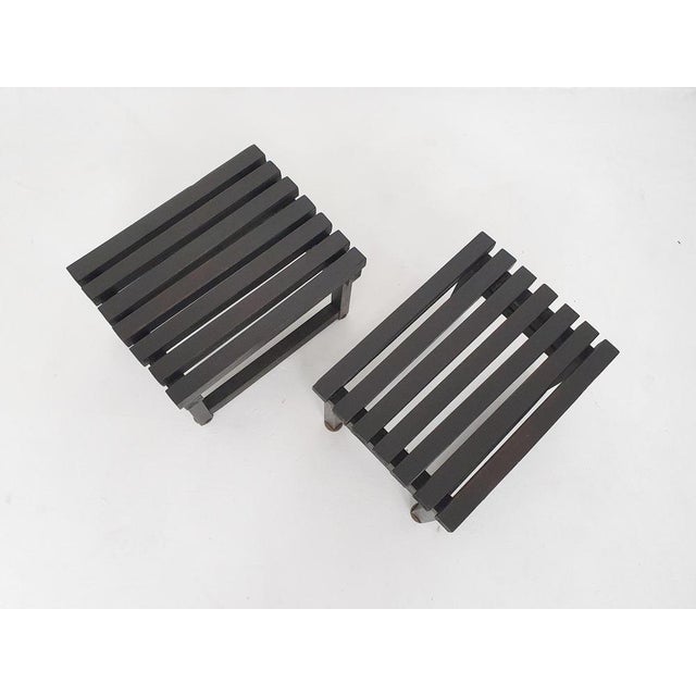 Brown Dark Brown Wooden Side Tables, 1970s, Set of 2 For Sale - Image 8 of 10