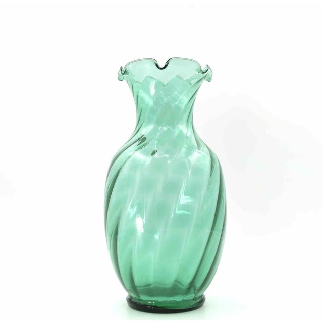 1970s Vintage Green Crystal Vase by Vetro Vitt, Italy, 1970s For Sale - Image 5 of 6