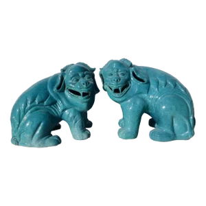 Chinese Porcelain Foo Dogs -A Pair of 2