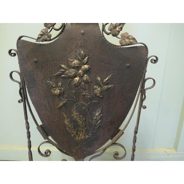 Victorian Arts and Crafts Gothic Iron Shield Fire Screen, 1880 For Sale - Image 6 of 7
