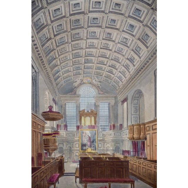 Victorian The German Chapel in St. James Palace, a 19th Century Hand Colored Engraving, 1819 For Sale - Image 3 of 8