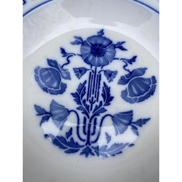 Antique set of 7 Villeroy & Boch, Dresden, Saxony Blue Poppy bowls. All of them have makers marks. They have crazing, no...