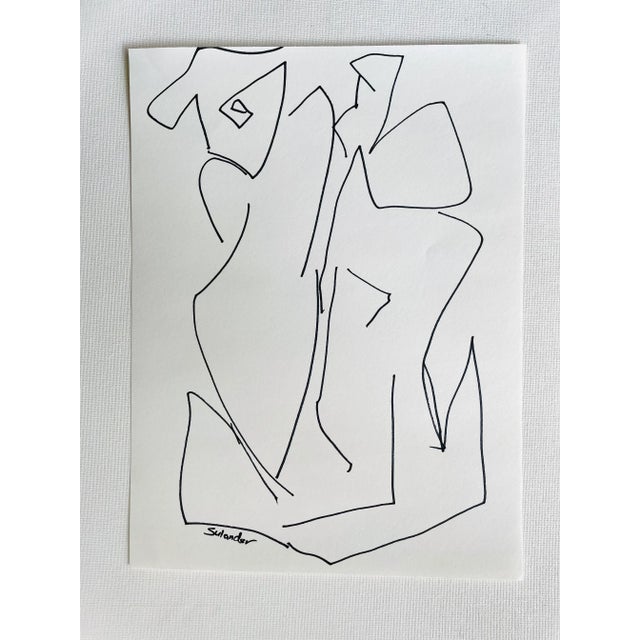 2020s Post-Modern Figurative Drawing by Erik Sulander in Ink on Paper, Signed, Framed. For Sale - Image 5 of 5