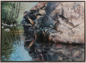 David Kessler, Large Acrylic Photorealist Painting Nature Scene Water & Light David Kessler