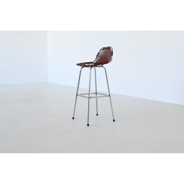 Bar Stool in Leather Les Arcs Ski Resort by Charlotte Perriand, France, 1960s For Sale - Image 14 of 18