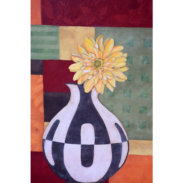 Abstract Expressionism Abstract Floral With Art Deco Vase by Stephanie Marrott For Sale - Image 3 of 6