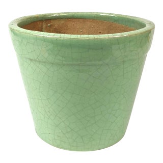 Celadon Crackle Glazed Ceramic Planter For Sale