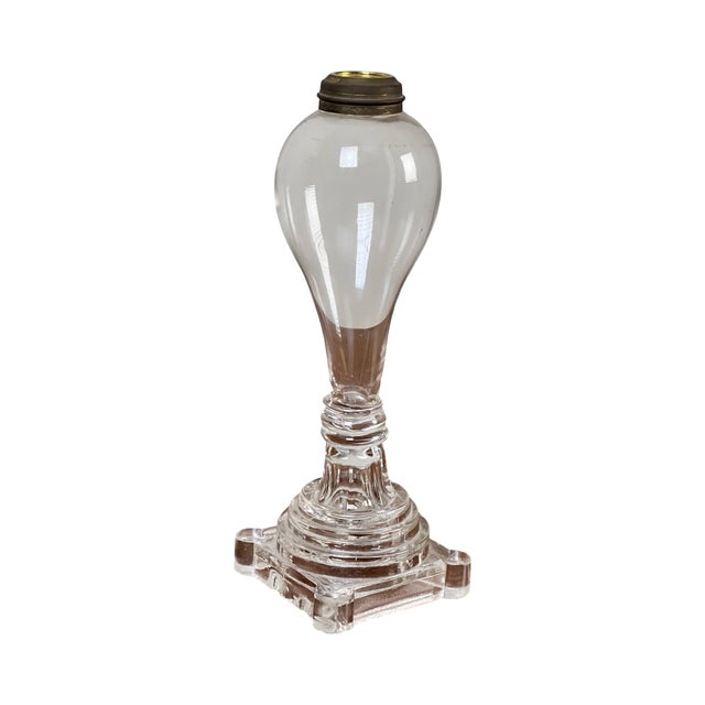 Transparent Attributed Boston & Sandwich Pressed Glass Boudoir Fluid Lamp, Circa 1850 For Sale - Image 8 of 9