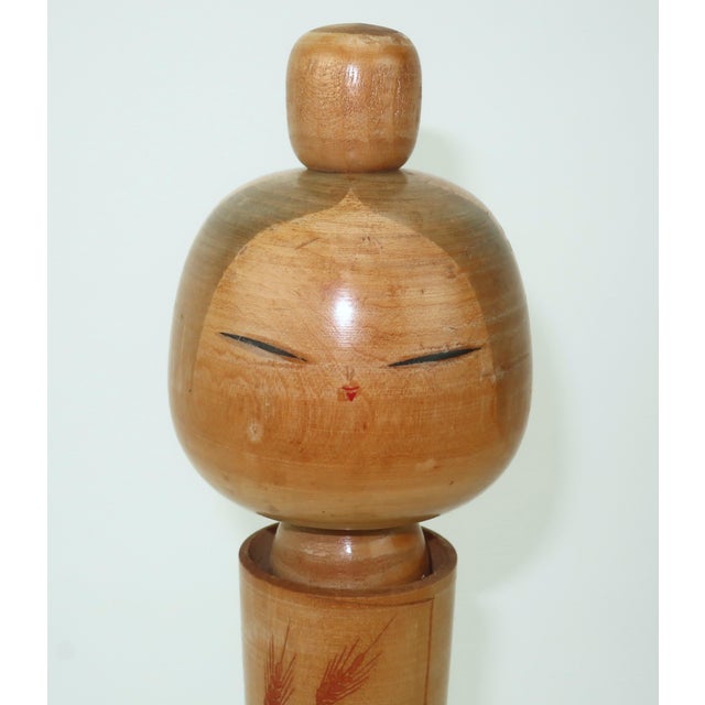 Mid-Century Modern 1940s Artist Signed Large Japanese Wood Kokeshi Dolls, Set of 3 For Sale - Image 3 of 16