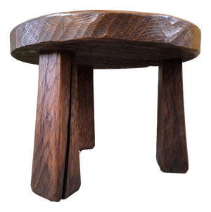 Brutalist Round Oak Coffee Table, 1970s