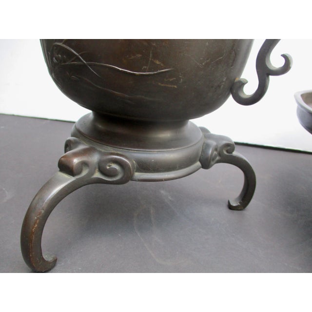 Metal Japanese Usubata Bronze Antique Vase For Sale - Image 7 of 12