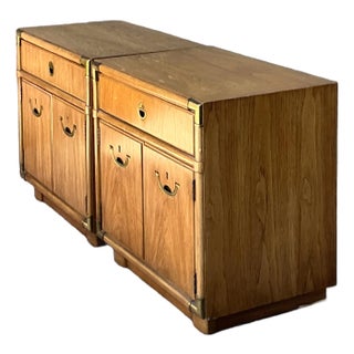 Vintage Drexel Campaign Nightstands - A Pair For Sale