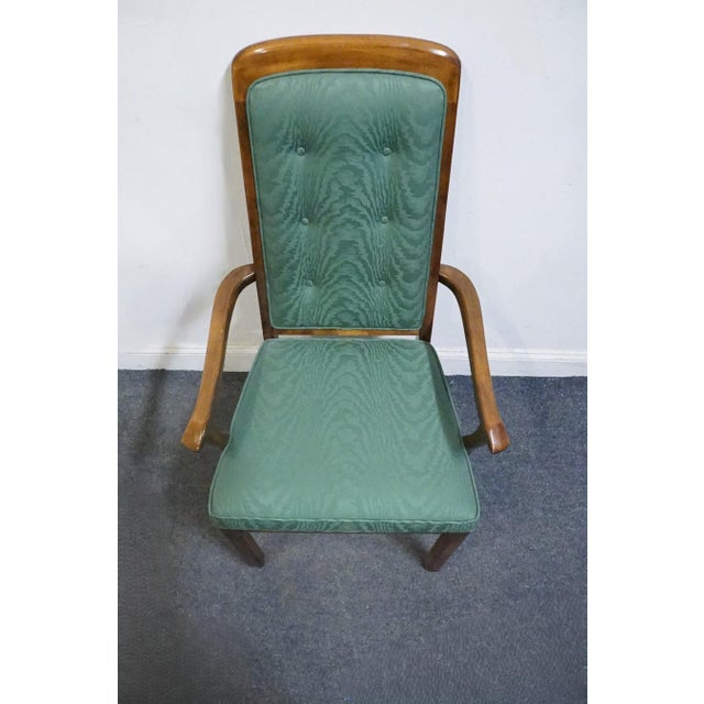 Brown Burlington House Solid Birch Mid Century Transitional Upholstered Dining Arm Chair For Sale - Image 8 of 10