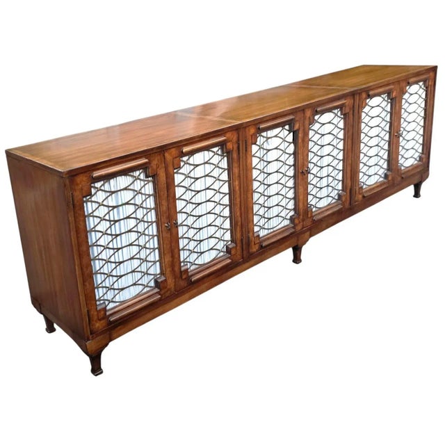Vintage French Empire Style 6- Lattice Door Cherry Credenza For Sale In Washington DC - Image 6 of 13