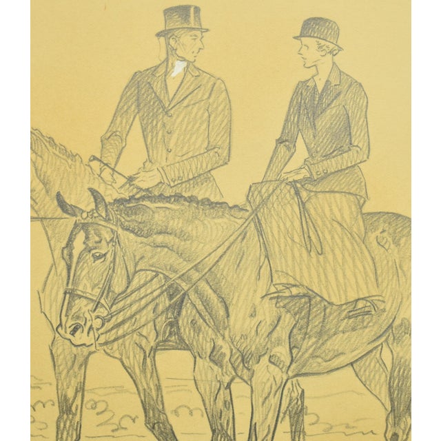 1930s Paul Brown Original C1937 Pencil Drawing W/ 3 Riders For Sale - Image 5 of 5