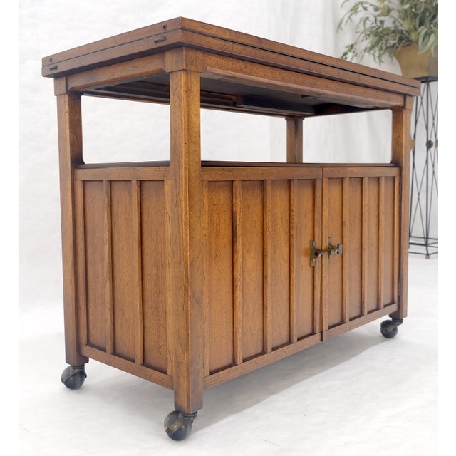 Flip Top Mid Century Modern Serving Cart Two Doors Compartment on Wheels MINT For Sale - Image 6 of 17