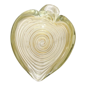 Murano Barovier Toso Vintage Gold Flecks White Swirl Italian Art Glass Heart Ashtray Dish Bowl