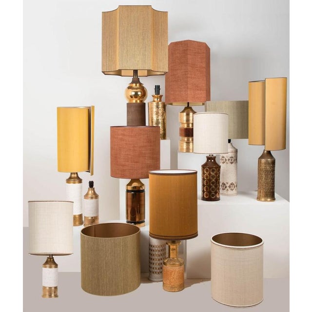 Gold Warm Tones Table Lamps attributed to R. Houben, 1970 For Sale - Image 14 of 16