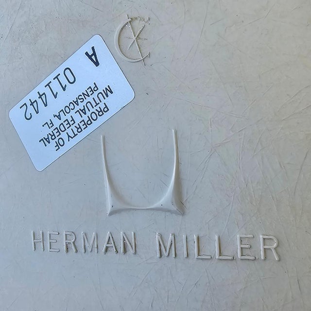 Mid Century Herman Miller Orange Ninyl Upholstered PSC Chair For Sale - Image 17 of 18
