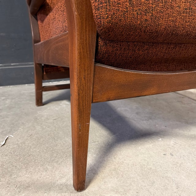 Mid 20th Century Rust Colored Danish-Style Lounge Chair For Sale - Image 4 of 12