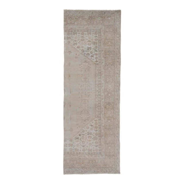 Distressed Turkish Oushak Runner 3'3" X 9'4" For Sale
