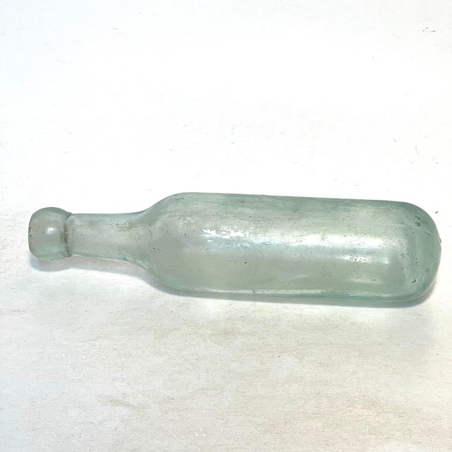 Late 19th Century Victorian Aqua Glass Round Bottom Bottle For Sale - Image 11 of 12
