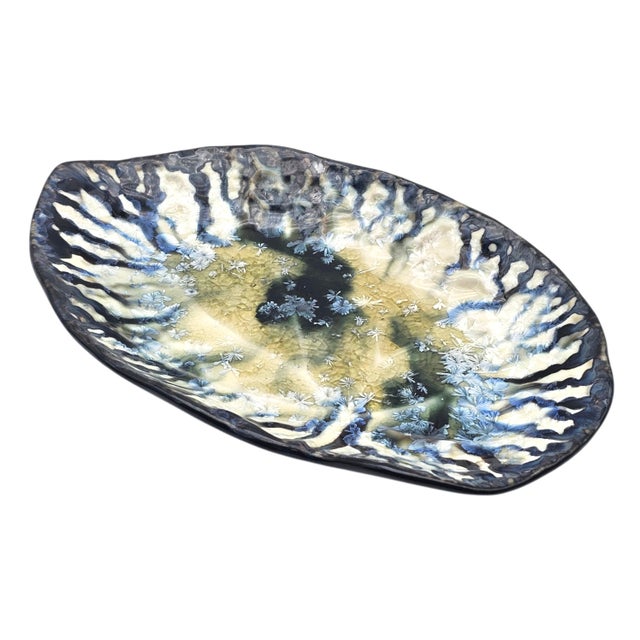 Edgecomb Potters Organic Crystalline Glaze Studio Pottery Dish 10" For Sale - Image 4 of 13