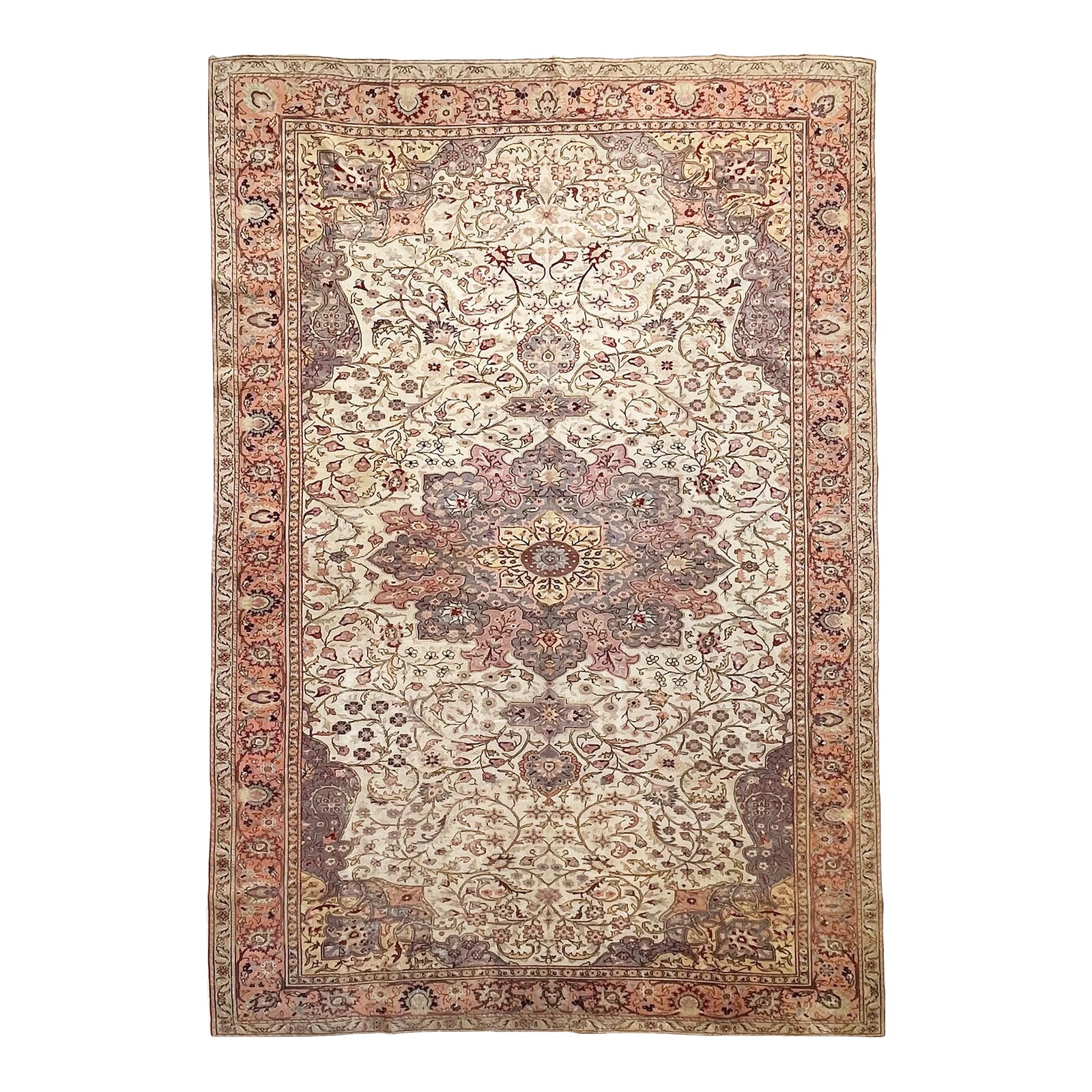 1950's Vintage Arabesque Turkish Vine Design Elongated Pastel Rug 8.10 ...